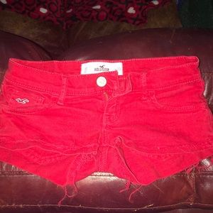Red Hollister jean shorts.